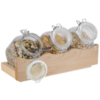 Buffetsystem Good Morning, 3 Glas Behälter, 2 l Basis 43x17 cm, H: 13.5 cm,  Holz Ahorn_2