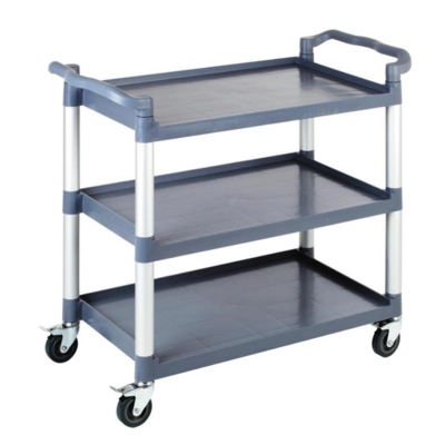Chariot de service 3 plateaux 108 x 50cm, H: 96cm, roues pivotantes, toutes avec freins, gris_1