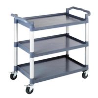 Chariot de service 3 plateaux 108 x 50cm, H: 96cm, roues pivotantes, toutes avec freins, gris