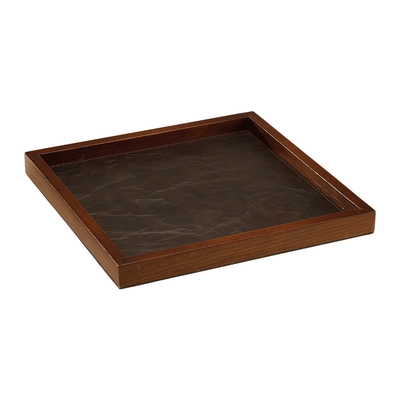 Chic Plain Brown Holz Tablett, 25 x 25 cm _1