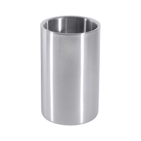 Seau à bouteilles inox 18/10, intérieur 9.5cm Ø  H: 19 cm, poli mat, double paroi