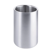 Seau à bouteilles inox 18/10, intérieur 9.5cm Ø  H: 19 cm, poli mat, double paroi