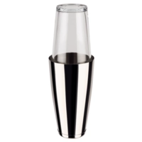 Boston-Shaker argent en inox poli, 0.7 litres, avec verre à 400 ml