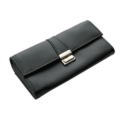 Portemonnaie en similicuir, noir, 18 x 10 cm _1