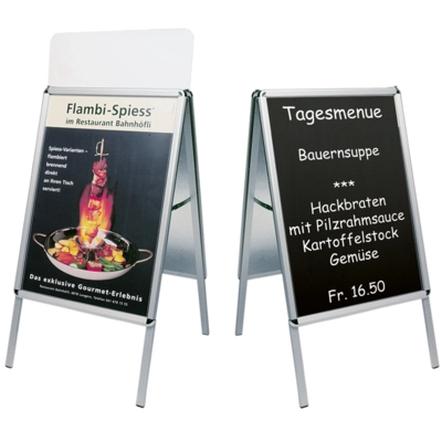 Plakatständer Alu mit Klapprahmen, 2 Kreidetafeln _1