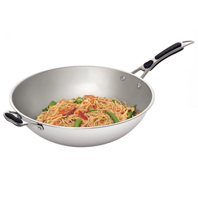 Wok Induktionspfanne, 6l, Ø 36 cm, H: 11 cm Rundboden, gewölbter Boden Ø 26 cm, inkl. Deckel_2