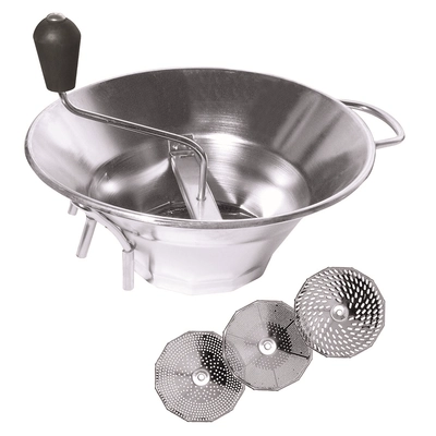 Passiergerät CNS 18/10, Ø 30 cm, 3 Einsätze, Loch Ø 1.5 / 2.5 / 4 mm_1