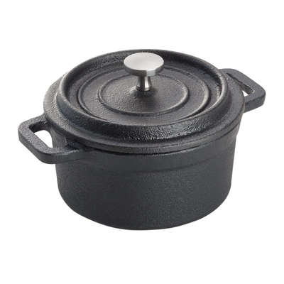 Cocotte en fonte,  10 cm Ø, H: 5 cm, noir, émaillé à l'extérieur_1