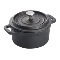 Cocotte en fonte,  10 cm Ø, H: 5 cm, noir, émaillé à l'extérieur