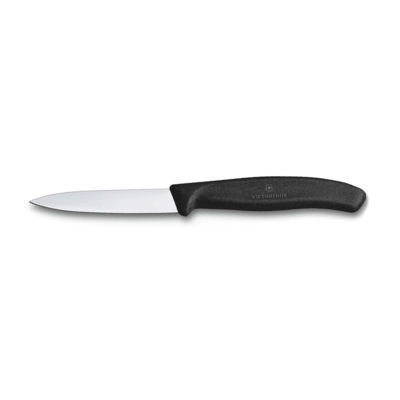 Couteaux à bar/légumes, lame lisse, poignée noire, L: 11 cm, L: de lame 8 cm_1