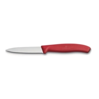 Couteaux à légumes, lame scie, poignée rouge, L: 110 mm, L: de lame 80 mm