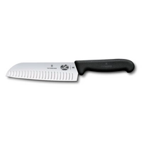 Fibrox, Santokumesser, L: Klinge 17cm, gerade,  Kullenschliff, schwarz