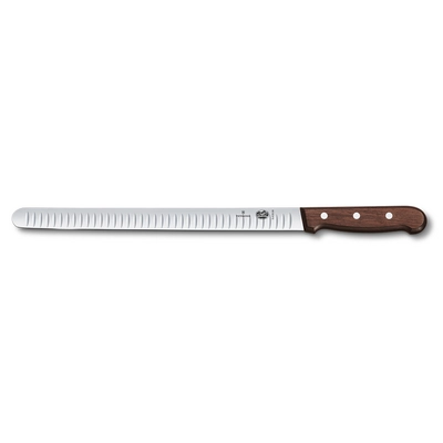 Lachsmesser, L: Klinge 30cm, gerade, Kullenschliff, Holzgriff_1