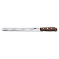 Lachsmesser, L: Klinge 30cm, gerade,  Kullenschliff, Holzgriff