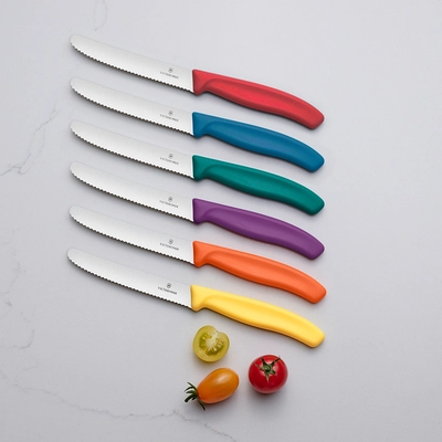 Swiss Classic, couteau à tomate et de table,  L: de lame 11 cm, lame dentelée, bleu_2