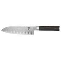 Shun Serie Damaststahl Santoku mit Kullenschliff Klingenlänge 16.5cm