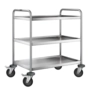 Chariot service 3 étages roulettes acier galvanisé SW 8 x 5-3, inox 18/10, 900 x 600 x 950 mm