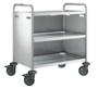 Chariot de service 3 plateaux roulettes plastiques revêtement extérieur 3 côtes en inox 900x600x950mm