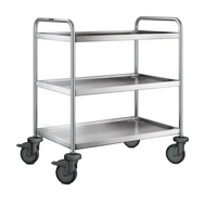 Chariot de service 3 plateaux roulettes plastiques SW 8 x 5-3, inox, 900 x 600 x 950 mm