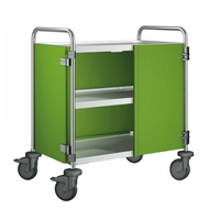 Chariot de service 3 plateaux, roues en plastique portes battantes : granny, 900 x 600 x 950 mm