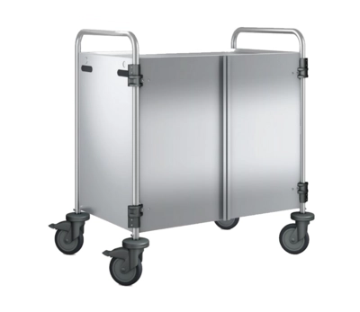 Chariot de service 3 plateaux, roues en plastique portes battantes : en inox, 900 x 600 x 950 mm_1