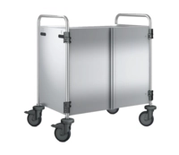 Chariot de service 3 plateaux, roues en plastique portes battantes : en inox, 900 x 600 x 950 mm