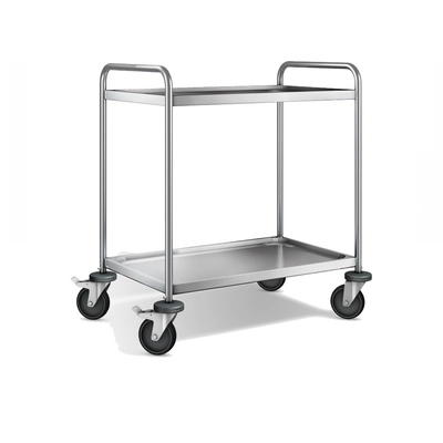 Chariot service 2 étages roulettes inox galvanisé, acier inoxydable, 1000 x 650 x 950 mm_1