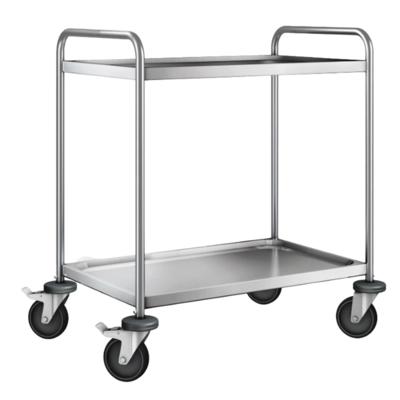 Chariot service 2 étages roulettes inox galvanisé, acier inoxydable, 1000 x 650 x 950 mm_1