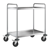 Chariot service 2 étages roulettes inox galvanisé, acier inoxydable, 1000 x 650 x 950 mm