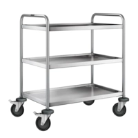 Chariot service 3 étages roulettes acier galvanisé SW 8 x 5-3, inox 18/10, 900 x 600 x 950 mm