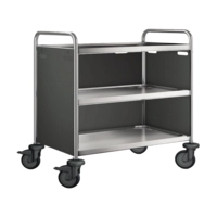 Chariot de service 3 plateaux roulettes plastiques revêtement 3 côtes, traffic grey B, 1000x650x950mm