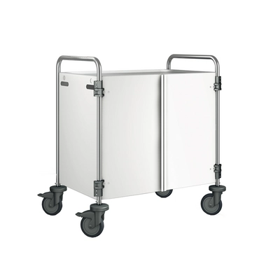Chariot de service 3 plateaux portes battantes:     blanc signal, roues en plastique, 900 x600x950 mm_2