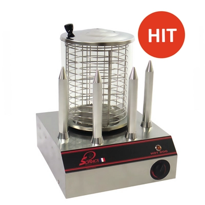 Hot-Dog Apparat Modell S-4, mit 4 Spiessen Behälter aus Hartglas, 800 W_1