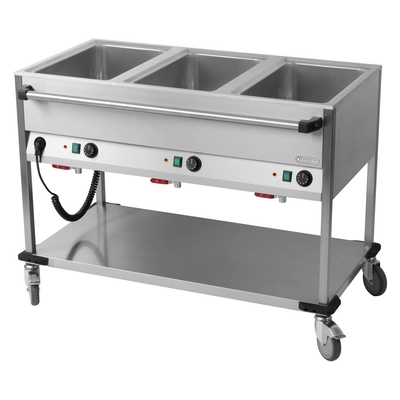 Bain-Marie Wagen 3 x GN 1/1-200 mm, lang, 230 V, 2.1 kW, Steckertyp 12_1