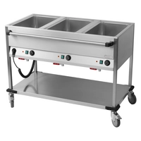 Bain-Marie Wagen 3 x GN 1/1-200 mm, lang, 230 V, 2.1 kW, Steckertyp 12