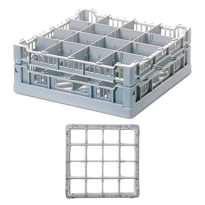 Gläserkorb 40x40cm grau, 16 Unterteilungen, 88 mm Glashöhe mit Stiel: 144 mm_1