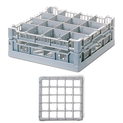 Gläserkorb 40x40cm grau, 25 Unterteilungen, 68 mm Glashöhe mit Stiel: 156 mm_1