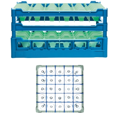 Gläserkorb 50x50cm blau,25 Einteilungen blau 90x90 mm, H: 230-280mm_1
