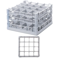 Gläserkorb 40x40cm grau, 16 Unterteilungen, 88 mm Glashöhe mit Stiel: 252 mm