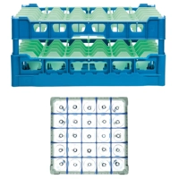 Gläserkorb 50x50cm blau,25 Einteilungen blau 90x90 mm, H: 180-240 mm