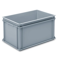 Caisse empilable en plastique, gris, 40x60x32cm 