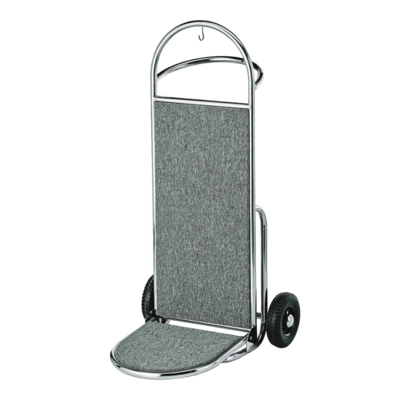 Chariot bagages, acier nickel-chromé, 74 x 60 cm, H: 120 cm, solide, idéal pour tous les concierges_1