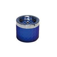 Cendrier-vent, 9.5 cm Ø, H: 8 cm, bleu-mat, givré, verre_1