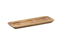 Planche à servir, bois d'acacia, 3 creux Ø 4 cm 