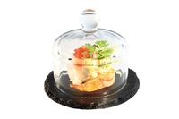 Mini-assiette ardoise avec cloche,Ø 10.5cm, H: 8cm _1