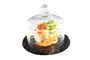Mini-assiette ardoise avec cloche,Ø 10.5cm, H: 8cm 