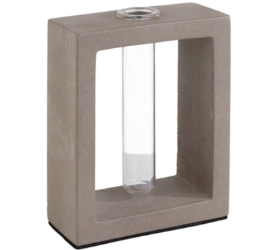 Element Vase avec tube en verre 10 x 4,5 cm,   H: 12.5 cm, béton, contenu de verre 25 ml    _1