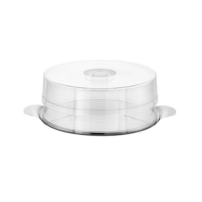 Présentoir à gâteaux avec 2 cloches,  30 cm Ø,   H: 7 /11 cm, présentoir plat en inox_2