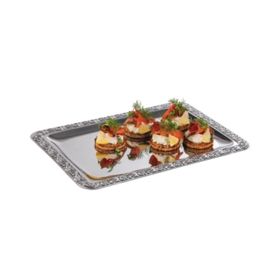 Tablett Schöner Essen, 35 x 24 cm 18/0 Edelstahl, mit Dekorrand_2