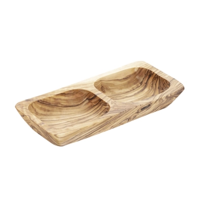 Olive Schale eckig 2 Fächer, 17.5 x 8.5 cm, 0.15 l H: 2.5 cm, Olivenholz_1